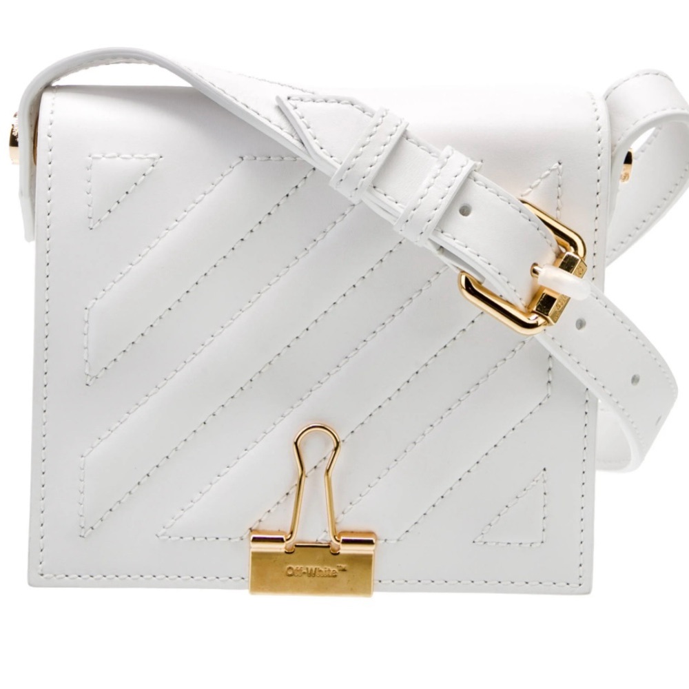 Off-White White Crossbody Bag with Gold Accents (pre-owned)